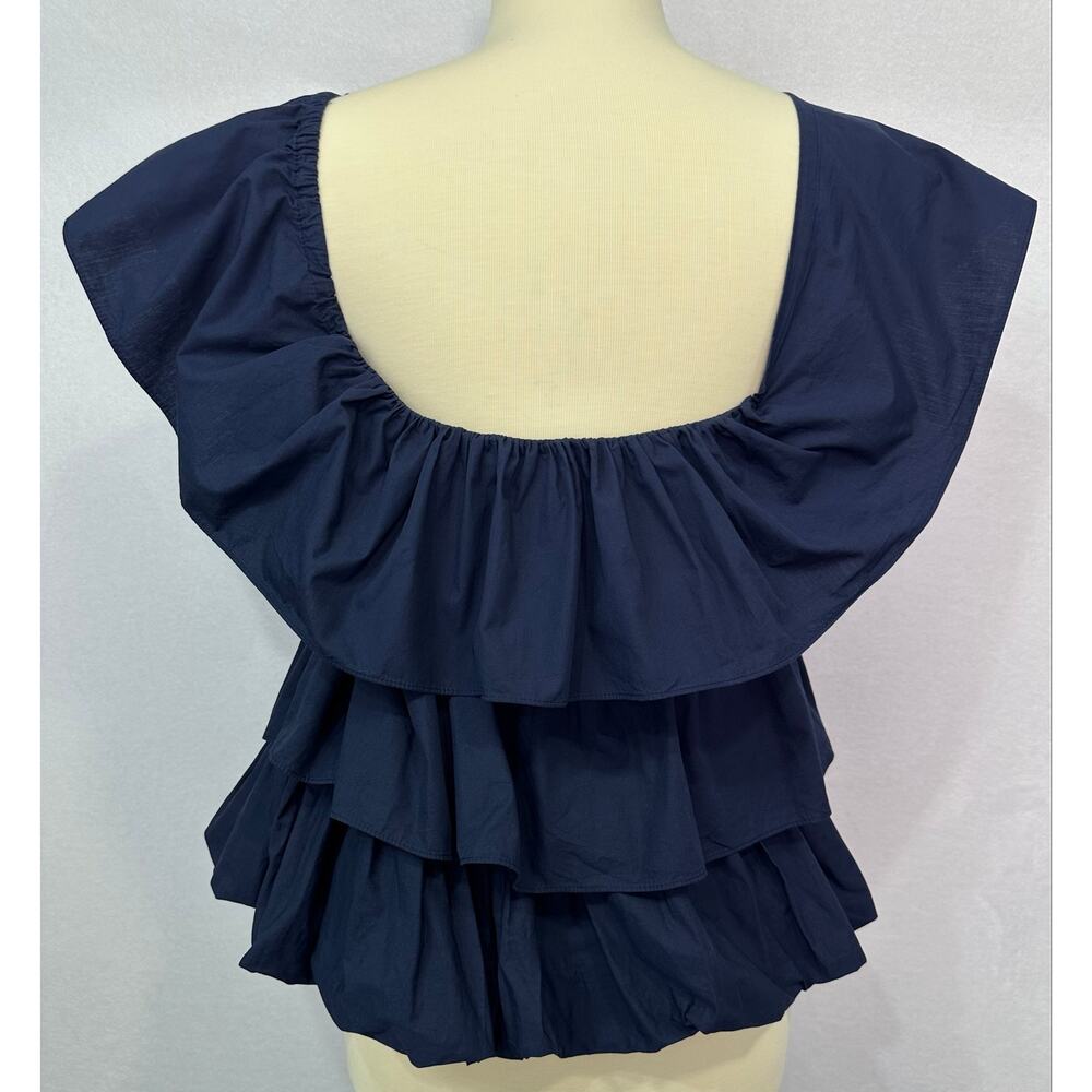 Maeve Anthropologie Navy Tiered Ruffle Off Shoulder Top Plus Size 1X - Picture 6 of 13